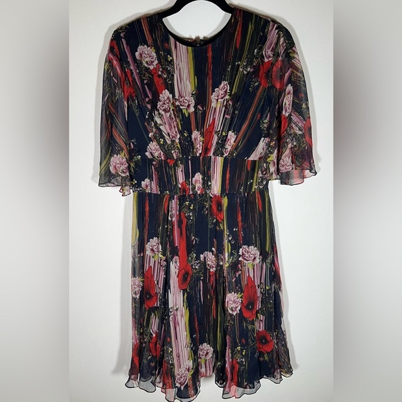 Jason Wu Dark Whimsigoth Floral silk dress cape slv Chiffon sz 10 designer - Picture 1 of 12